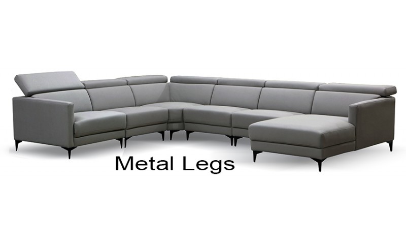 VIRGO CORNER MODULAR LOUNGE - METAL LEGS IN FULL GENUINE THICK LEATHER